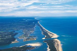 Aerial view of Lakes Entrance